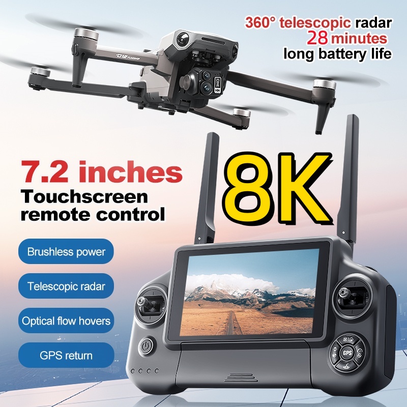 Drone Camera 4K - 8K 3 Axis Gimbal Brushless 7.2in